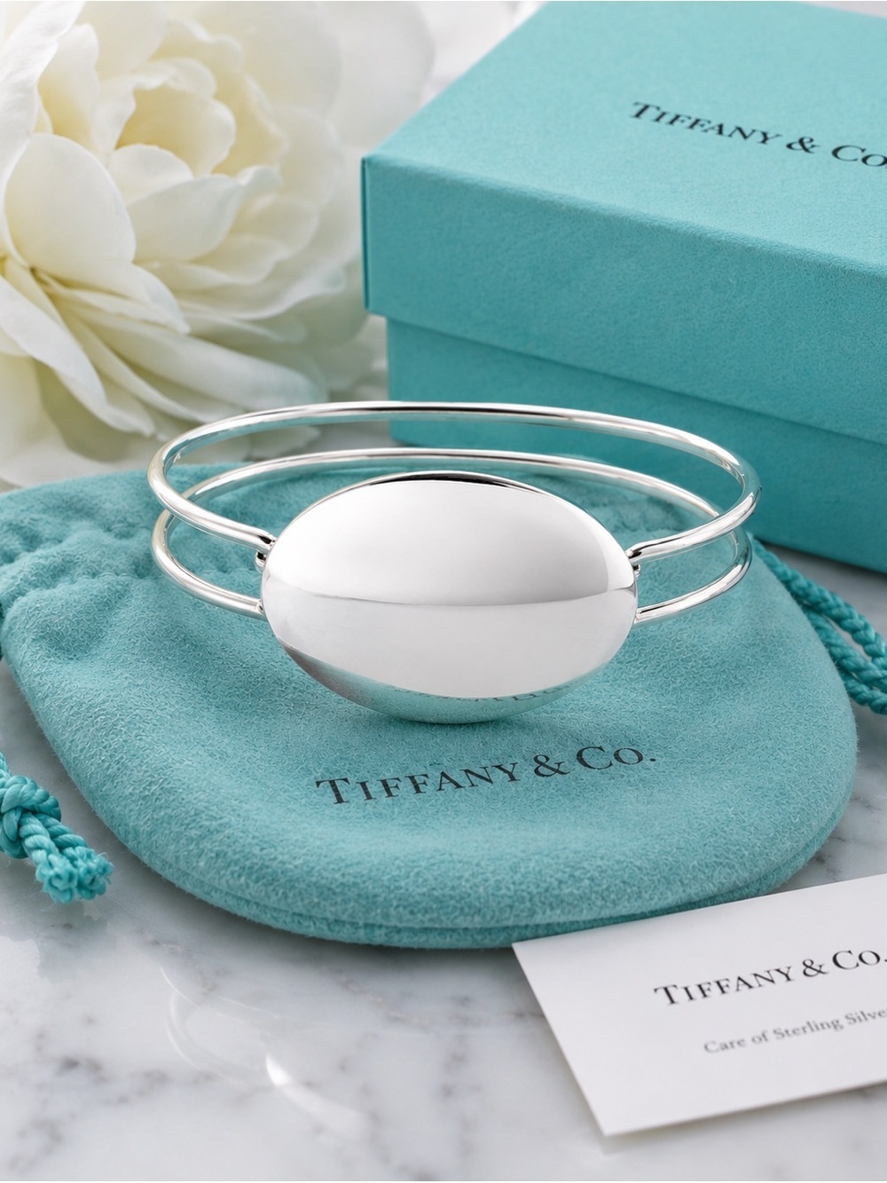 Tiffany & Co Authenticated Oval ID Cuff Bracelet Sterling Silver Rare Vintage